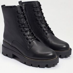 Black Leather Women's Combat Boots